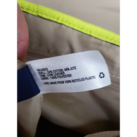 Gap Womens Crossbody Handbag Purse Jute Leather Canvas Tan Green Summer Spring - Picture 5 of 8